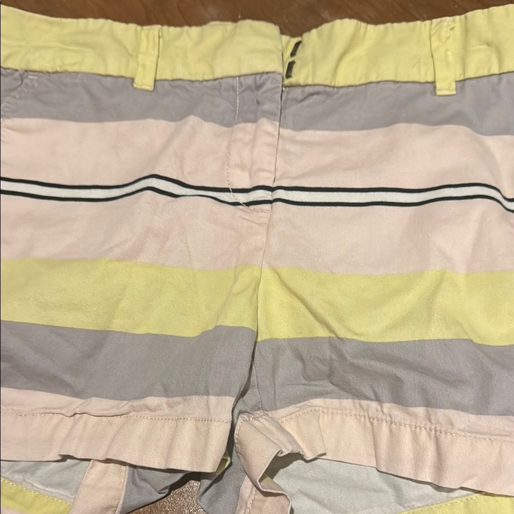 LOFT Yellow and Gray Striped Women Shorts